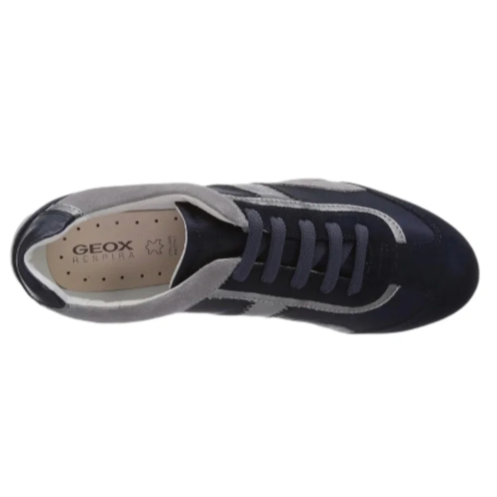 Geox D Snake B Navy Grey Canvas Suede Breathable Sneakers Women's 5 35 NEW BNIB